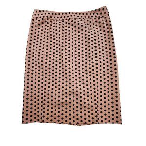 Ann Taylor LOFT Women Polka Dot Skirt Sz 6 Pink Black Pleated A-Line Knee Length